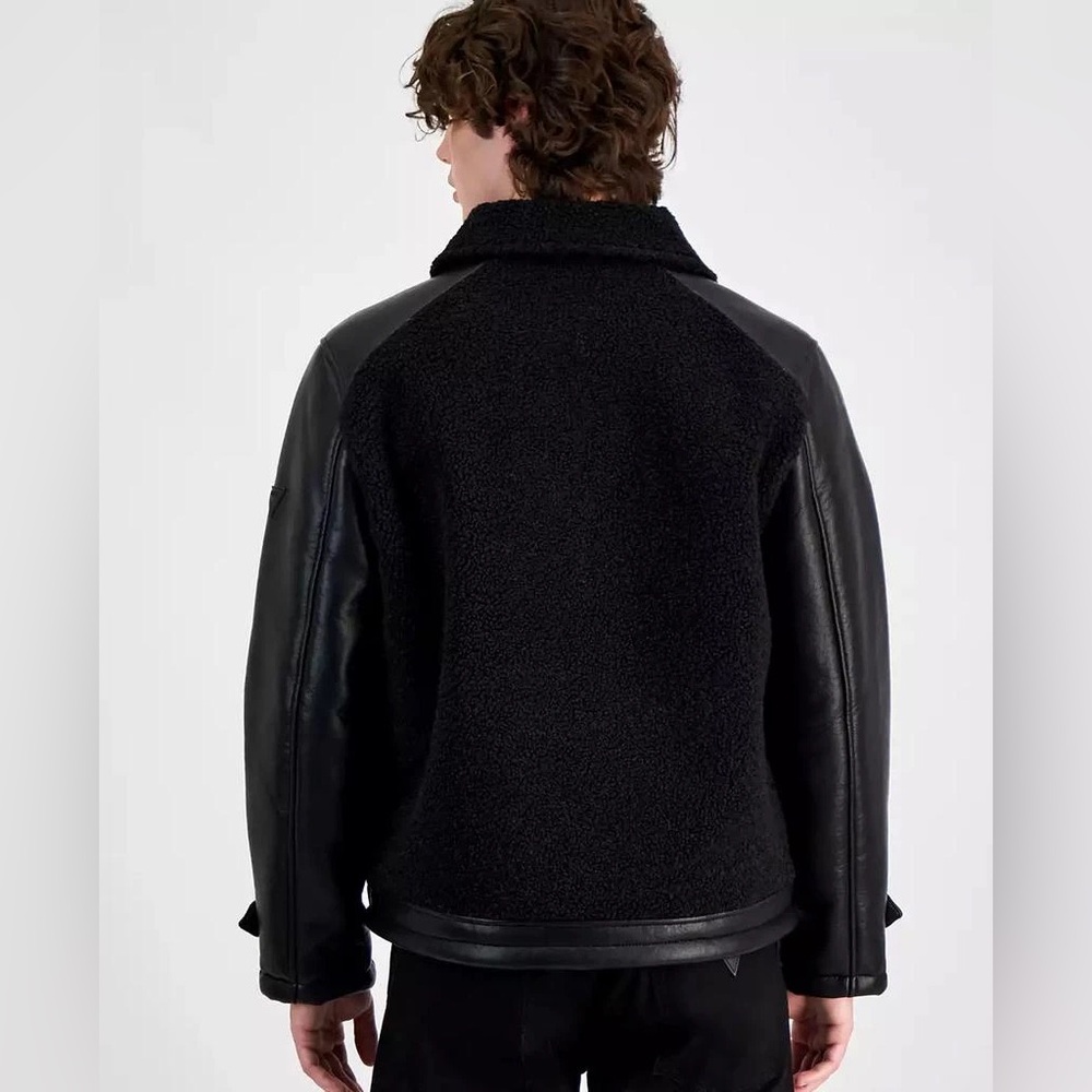 GUESS
Men's Faux-Leather Fleece-Trimmed Jacket - Picture 3 of 16